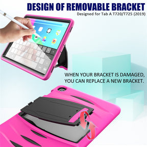 Shock Wave Kickstand Case Heavy Duty Rugged Anti-Fall Protection For Samsung Tab S5E 10.5 T720/T725(2019)-Rose Red