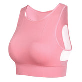 Longline Sports Bra with Removable Pads Racerback Tank Top-Pink