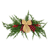 Christmas Swag with Ribbon Bow and Red Berries for Mailbox Door Window Decoration-C