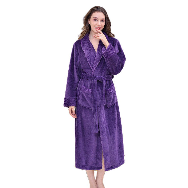 Warm Soft Plush Robe with Pockets for Unisex-Purple