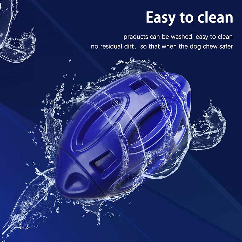 Dog Squeak Toys for Aggressive Chewers Durable Pet Rubber Football Toys-NavyBlue