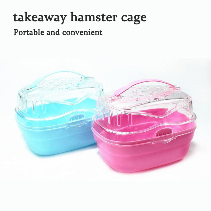 Portable Carrier Hamster Case Cage With Snacks-Blue Princess