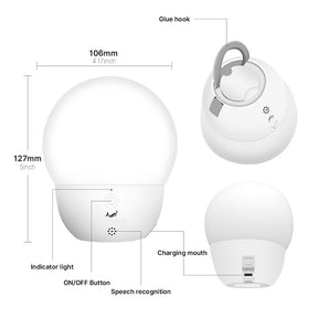 Smart Night Light Voice Control Portable Dimmable Color Changing Touch for Bedroom