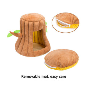 Stump Shape Cozy Pet Bed Warm Sleeping Bed for Cats and Puppy-Coffee