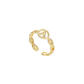 Letter Chain Rings Adjustable Opening Rings for Women Girls-A