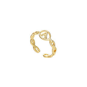 Letter Chain Rings Adjustable Opening Rings for Women Girls-A