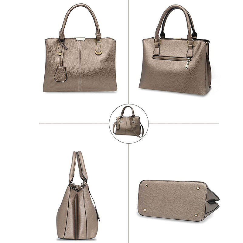 Womens Fashion Handbags Top Handle High Capacity Tote-Bronze