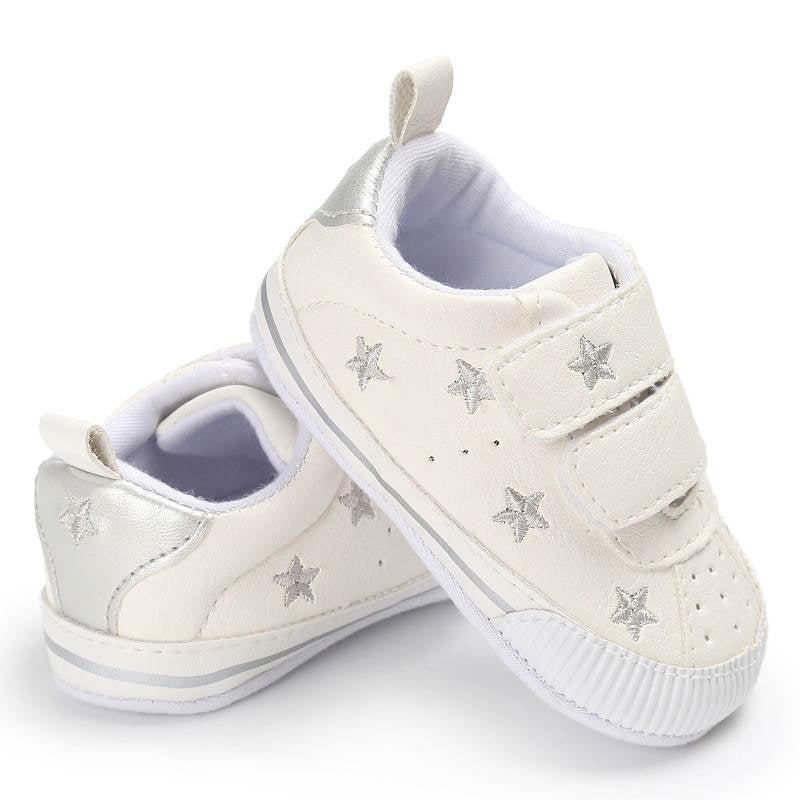 Baby Boys Girls Shoes Non-slip Velcro Sneakers Toddler First Walkers Shoes-StarSilver