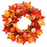 18in Artificial Maple Leaf Wreath with Pumpkin Pine and Berry Fall Home Decoration