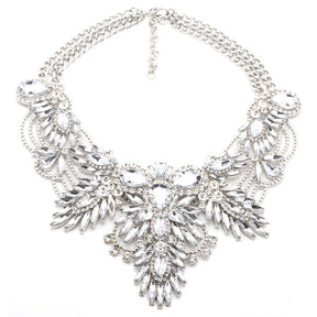 Boho Fashion Crystal Leaves Bib Necklace for Women