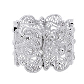 Womens Vintage Filigree Cuff Bangle Bracelet-Silver