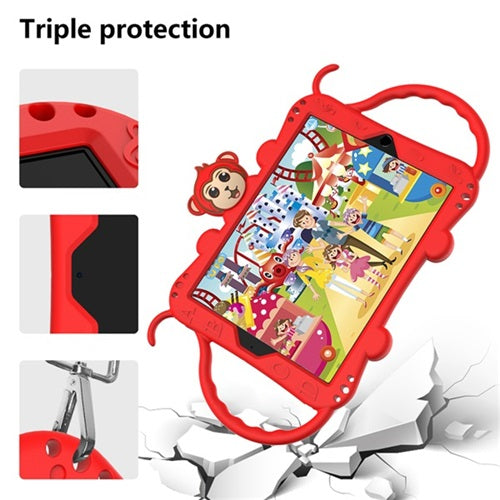 Monkey iPad Case Cartoon Kids Safe Anti-fall Protective Cover For Samsung Galaxy Tab A 8.4inch£¨2020£©T307-Red