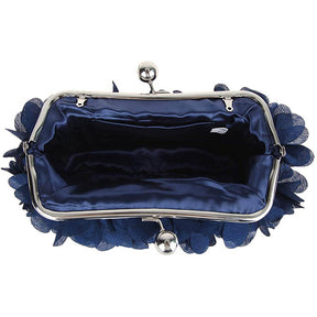 Clutch Evening Bags Floral Appliques Crossbody Bag For Women-Blue