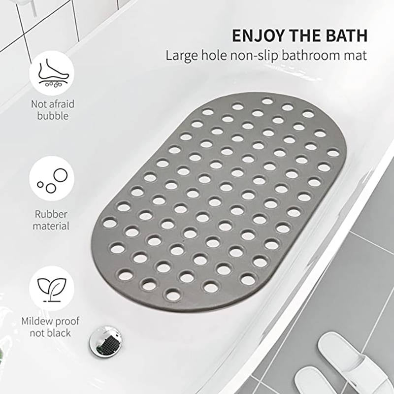 Soft Bathtub and Shower Mat Non Slip with Drain Holes-White