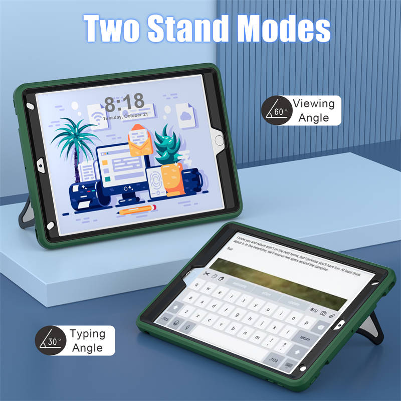 Tablet Case Kids Friendly with Pencil Holder for iPad 11 2020/2021/2022-GreenBlack