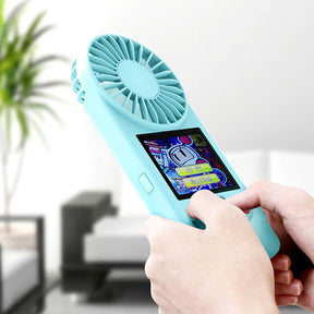 Handheld Game Console with USB Fan Built-in 500 Classic Games for Kids Adult-Blue