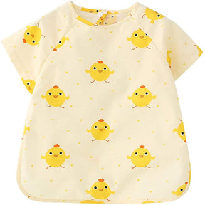 Toddler Short Sleeved Smock Cartoon Waterproof Apron for Feeding Painting-Chick