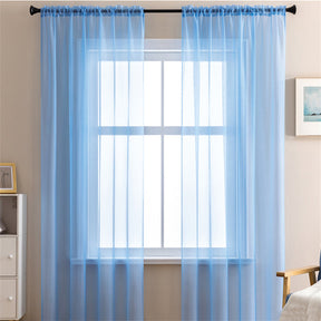 2 Panels Sheer Voile Rod Pocket Elegance Curtains for Living Room Bedroom-23