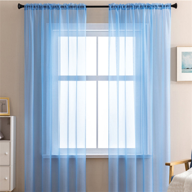 2 Panels Sheer Voile Rod Pocket Elegance Curtains for Living Room Bedroom-23