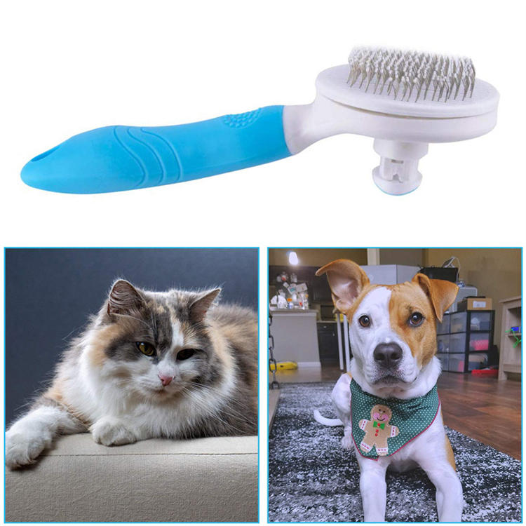 Pet Self-Cleaning Slicker Brushes for Shedding Grooming Removes Loose Undercoat-Blue