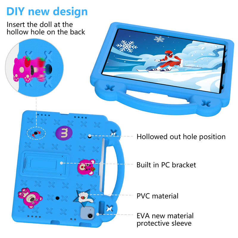 Strawberry iPad Case Shockproof with Handle Shoulder Strap for iPad 10th 2022-SkyBlue