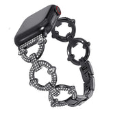Bling Strap Full Diamonds Metal Jewelry Band for Apple Watch-Black