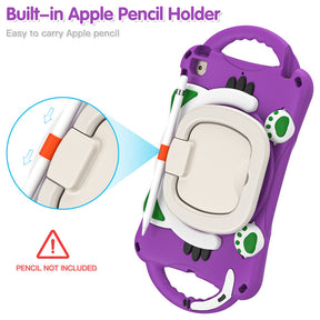 CatB Silicone Case For iPad Mini 5 4 3 2 1 Shockproof Shoulder Strap Handle Stand-Purple