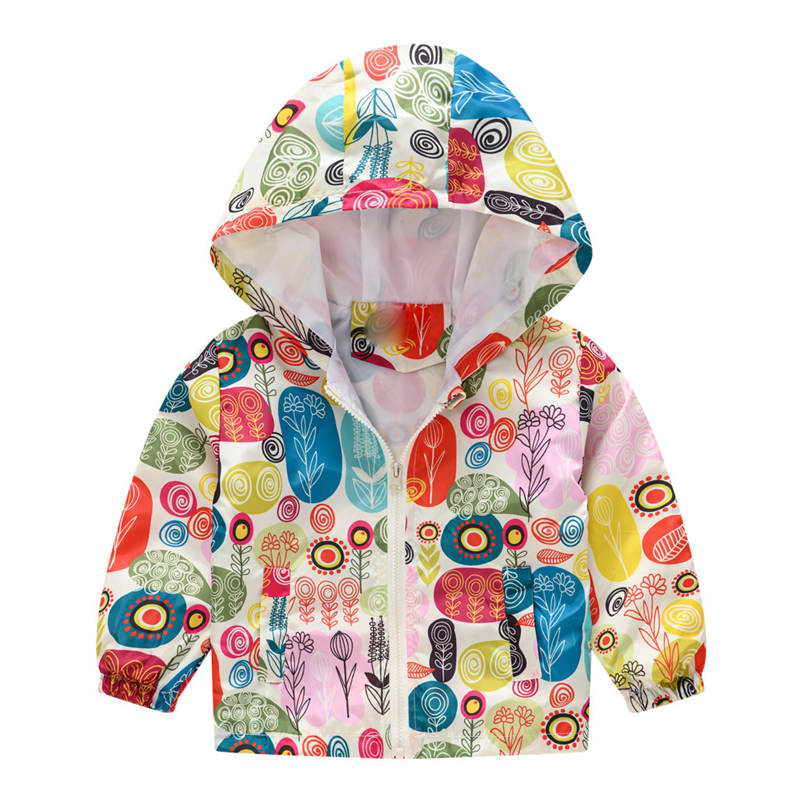 Toddler Boys Girls Cartoon Print Zip Jacket Hooded Trench Kids Casual Coats-35