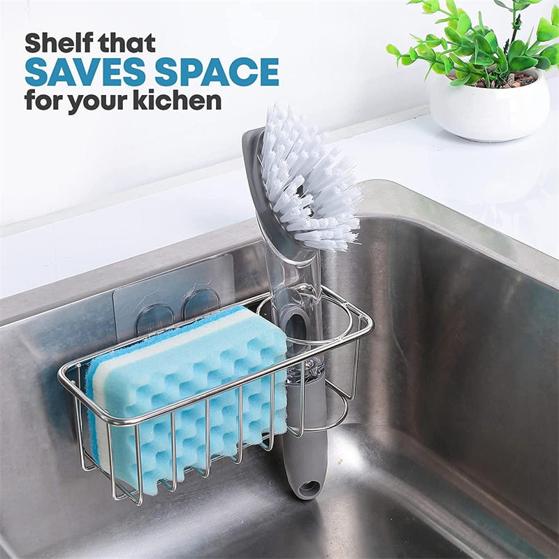 3-in-1 Sink Caddy Adhesive Sponge Holder Rust Proof Kitchen Accessory