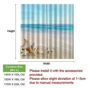 2 Panels Seashell Tropical Beach Bathroom Curtains