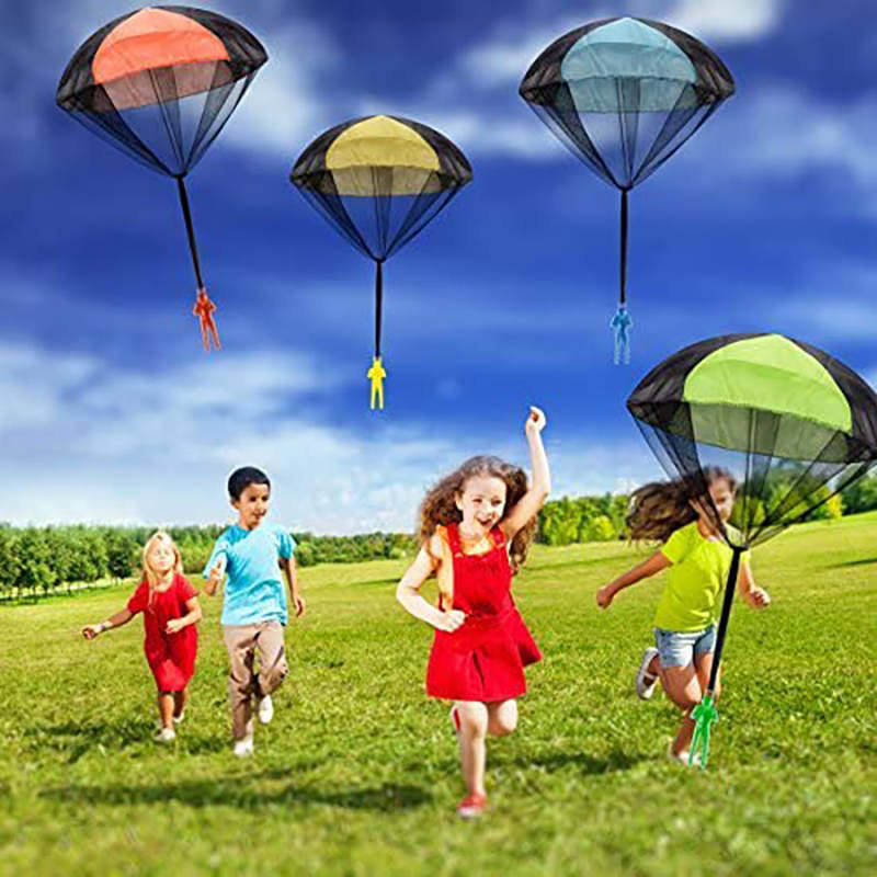 Parachute Toy 4 Pieces Set Free Throwing Outdoor Childrens Flying Toys-Multicolor