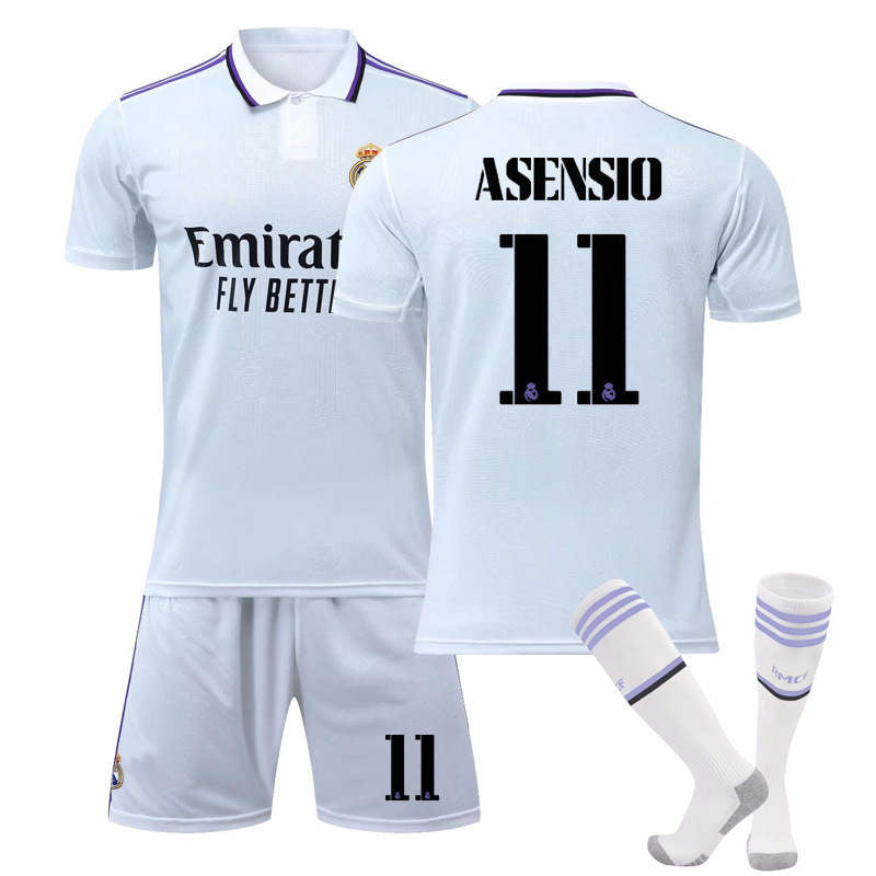 Real Madrid Home Jersey 2022-23 ASENSIO #11 Soccer Jersey Kids Adult 3-Pieces Jersey Kits