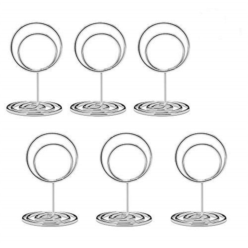 20 Pieces Mini Place Card Holders Table Number Stand Table Card Holder Wire Table Picture Photo Holder-Silver-ring Shaped