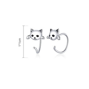 Cute Cat Half Huggie Hoop Earrings for Women Jewelry Gifts-Black