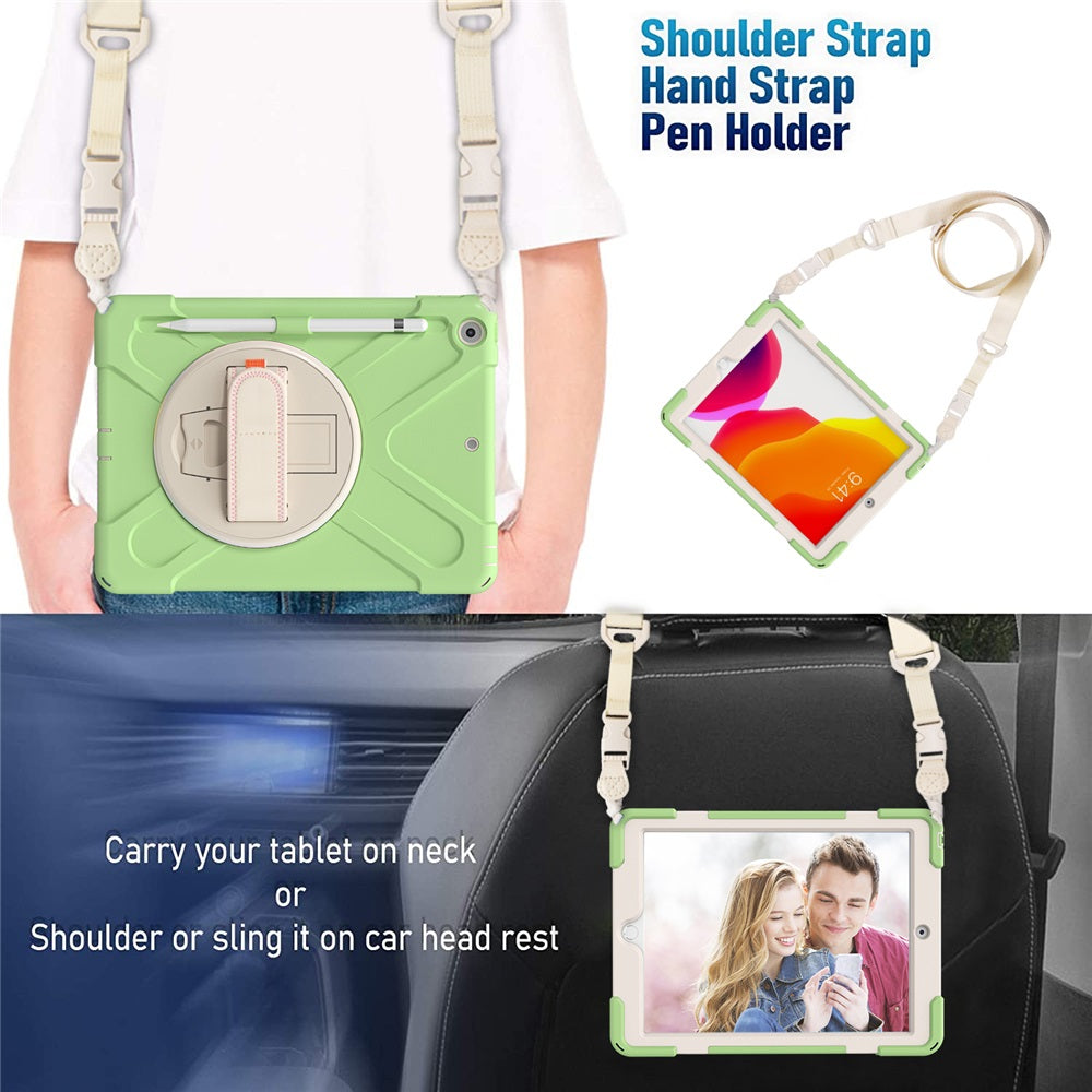 Morandi Tablet Case For Samsung Galaxy Tab A 8.0 T290/T295 2019 Kids Safe Shockproof Protective Cover With Kickstand+Strap-Matcha Green