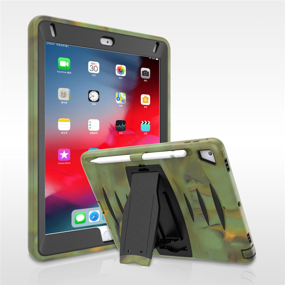 Shock Wave Kickstand Case Anti-Fall Protection With Pencil Holder For 9.7inch iPad 5/iPad 6/iPad Air2/iPad Pro9.7-Camouflage