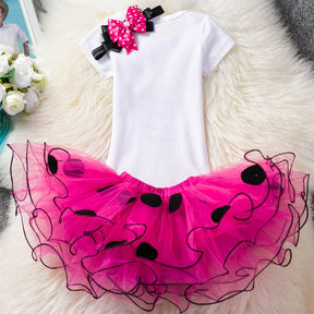 1 Year Old Baby Girls Mickey Birthday Outfits Tutu Skirt and T-Shirt-Rose Red