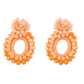 Beaded Teardrop Dangle Earrings Gift for Women-Orange