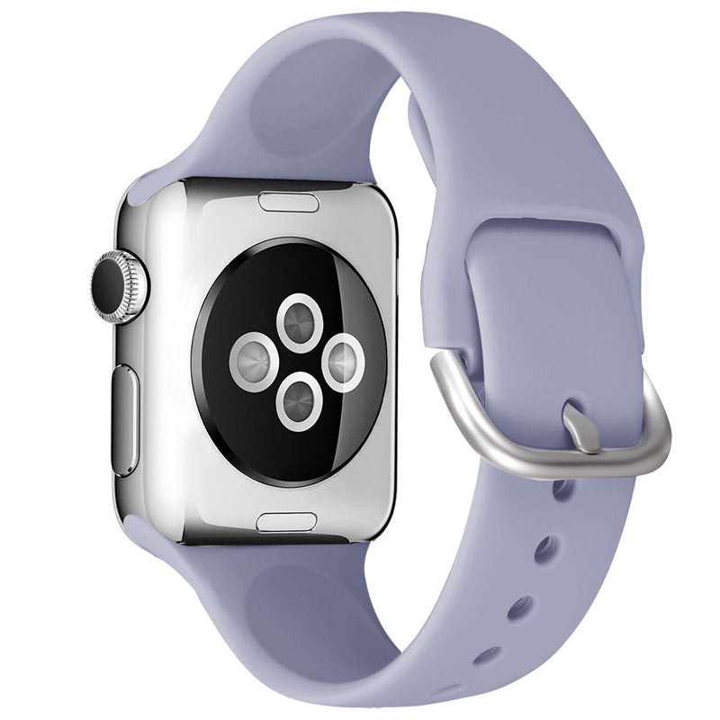 Silicone Sport Replacement Strap with Classic Clasp for iWatch Series SE 6 5 4 3 2 1-LightPurple