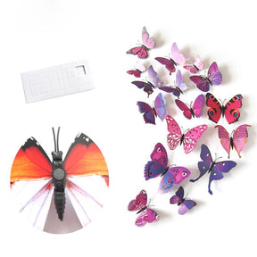 3D Vivid Butterfly Wall Stickers Fridge Magnet Decoration for Room Background-H003 Purple