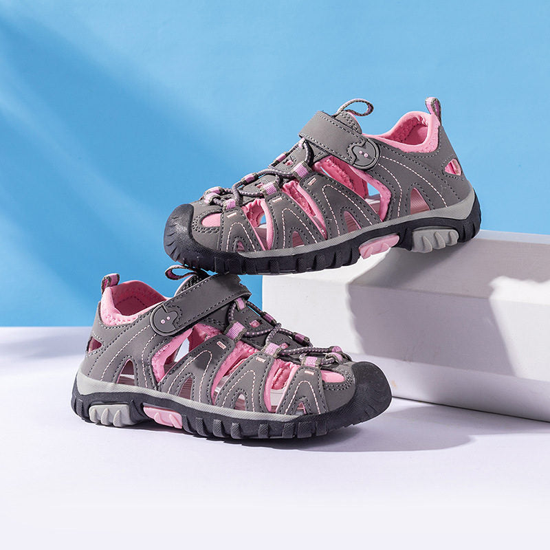 Boys Girls Sport Water Sandals Closed-Toe Outdoor Non-slip Flat-Pink