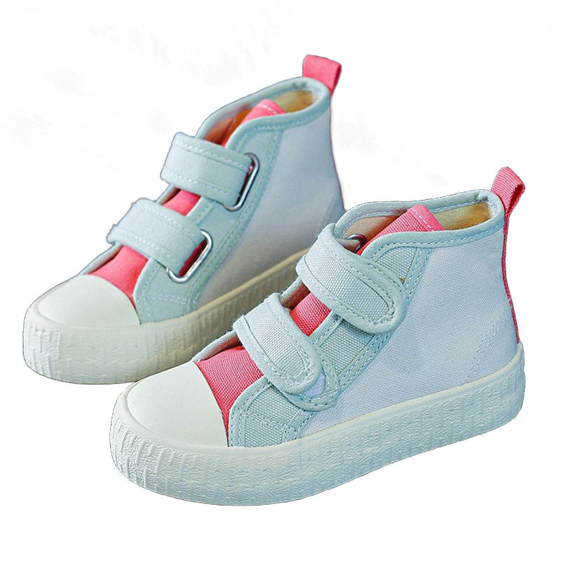 Unisex-Child Canvas Sneakers High Top Velcro Closure Boots-Rose Red