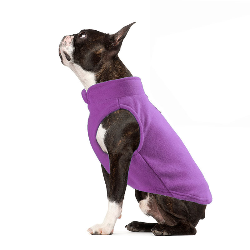 Dog Warm Vest Solid Color Pet Clothes for Small Medium Dogs and Cats-Purple