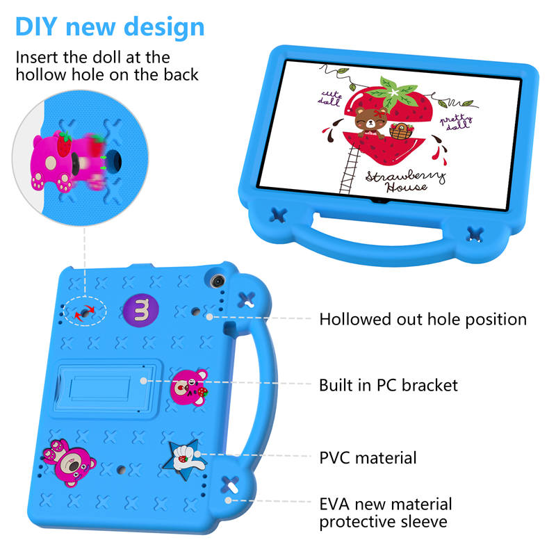 Strawberry Tablet Case With Holder Shoulder Strap for ONN 10.1 Inch 2022 Gen3-SkyBlue