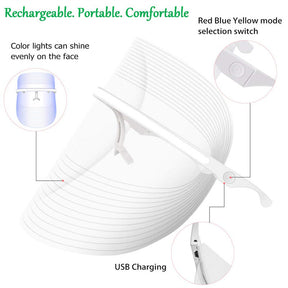 USB Rechargeable 3 Color Facial-Mask Portable Photon-Face Skin Care Device