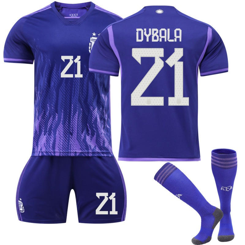 DYBALA #21 Argentina Away Jersey 2022/23 Soccer Jersey Kit Football T-shirt Set For Adult Kids