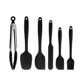 6Pcs Food Silicone Spatula Set High Heat Resistant Spatulas-Black