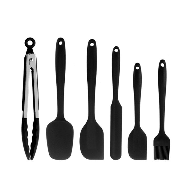 6Pcs Food Silicone Spatula Set High Heat Resistant Spatulas-Black