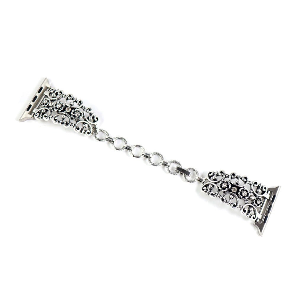 Retro Hollow Metal Watch Band For Apple Watch SE/6/5/4/3/2/1(Silver3)