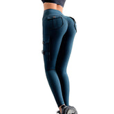 Womens Cargo Leggings with Flap Pockets Non See Through for Workout-Green